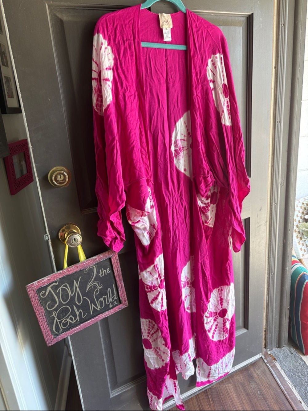 Bright Pink Tie-Dye Duster Kimono